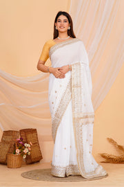 Hand Embroidered Zardozi Saree