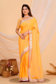 Hand Embroidered Zardozi Saree