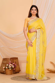 Hand Embroidered Zardozi Saree