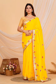 Hand Embroidered Zardozi Saree