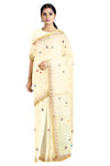 Lemon Chiffon Hand Embroidered Zardozi Saree with Multi Colour Butis
