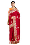 Cherry Red Hand Embroidered Zardozi Saree