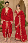 Currant Red Hand Embroidered Zardozi Couple Set