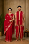 Amaranth Red Hand Embroidered Zardozi Couple Set