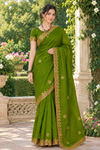 Green Hand Embroidered Zardozi Saree