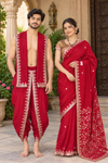 Ruby Red Hand Embroidered Zardozi Couple Set
