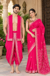 Magenta Hand Embroidered Zardozi Couple Set