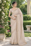 Almond Hand Embroidered Zardozi Saree