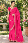 Magenta Hand Embroidered Zardozi Saree
