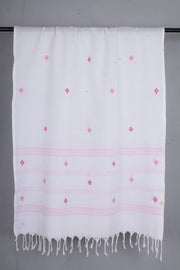 White Stole with Baby Pink Stripes and Butis