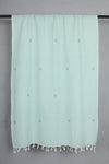 Handwoven Cotton Sea Green Stole with Butis