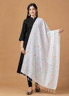 White Stole with Multi Colour Lined Butis