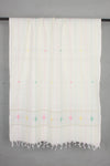 Cream Stole with Multi Striped and Multi Color Butis