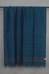 Blue Linen Stole with Goldan Zari