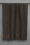 Wood Brown Slub Stole with Goldan Zari