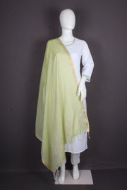 Handwoven Cotton Dupatta with Zari Border