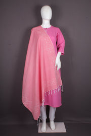 Handwoven Cotton Dupatta with Intricate Katha Embroidery