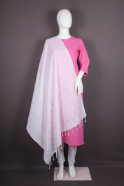 Handwoven Cotton Dupatta with Intricate Katha Embroidery