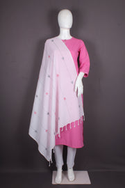 Handwoven Cotton Dupatta with Intricate Katha Embroidery