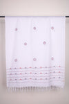White, Red and Blue Kantha Embroidered Dupatta