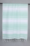 Handwoven Cotton Sea Green and White Stole with Self Striped