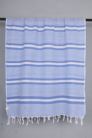 Handwoven Cotton Blue and White Stole with Self Striped