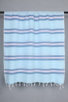 Handwoven Cotton Sea Green and Blue Stole with Self Striped