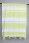 Handwoven Cotton White Stole with Lime Green Striped