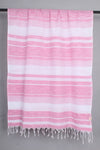 Handwoven Cotton White Stole with Pink Striped