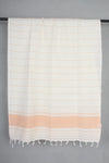Handwoven Cotton Off White Stole with Orange Striped
