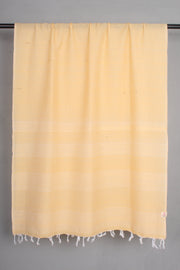 Handwoven Cotton Cyber Yellow Stole with White Striped