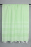 Handwoven Cotton Sea Green Stole with White Striped