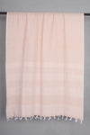 Handwoven Cotton Pink Stole with White Striped