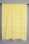 Handwoven Cotton Lemon Yellow Stole with White Striped