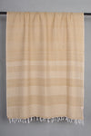 Handwoven Cotton Peanut Brown Stole with White Striped