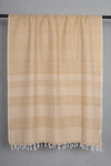 Handwoven Cotton Peanut Brown Stole with White Striped