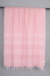 Handwoven Cotton Pink Stole with White Striped