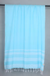 Handwoven Cotton Sea Green Stole with White Striped