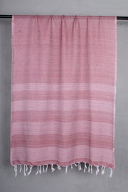 Handwoven Cotton Dusty Rose Stole with White Striped