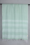 Handwoven Cotton Jungle Green Stole with White Striped