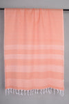 Handwoven Cotton Orange Stole with White Striped