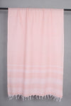 Handwoven Cotton Peach Stole with White Striped
