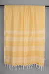 Handwoven Cotton Mustard Yellow Stole with White Striped