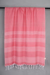 Handwoven Cotton Pink Stole with White Striped