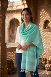 Sea Green Stole with White Striped