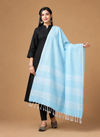 Sky Blue Stole with White Striped