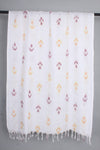 Handwoven Cotton White Ikat Stole