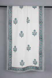 Handwoven Cotton Stole with Sanganeri Print