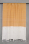 Handwoven Orange & White Tangaliya Weave Cotton Dupatta with Traditional Dot Motifs