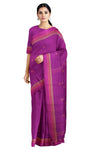 Orchid Purple Saree with Butis and Striped Border